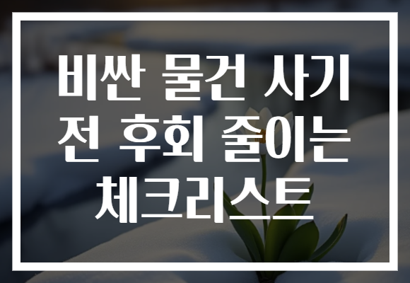 비싼 물건 사기 전 후회 줄이는 체크리스트