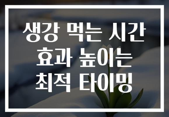 생강 먹는 시간 효과 높이는 최적 타이밍