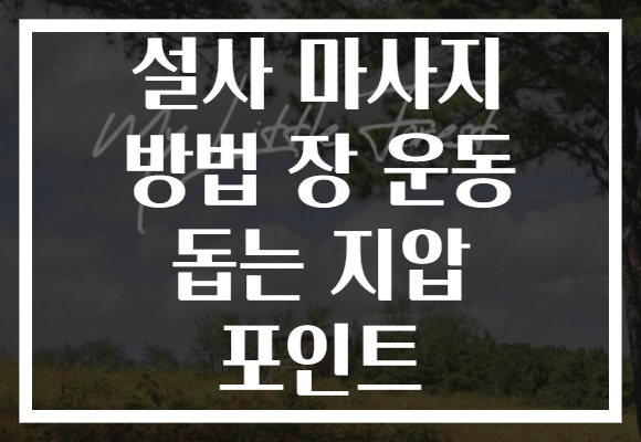 설사 마사지 방법 장 운동 돕는 지압 포인트