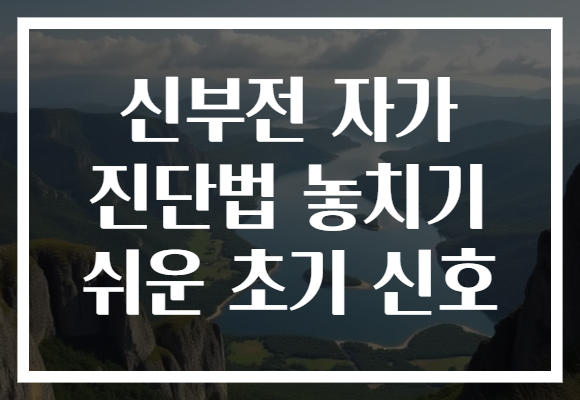 신부전 자가 진단법 놓치기 쉬운 초기 신호