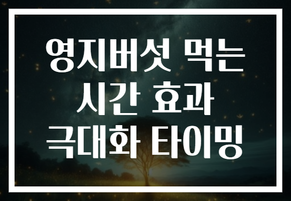 영지버섯 먹는 시간 효과 극대화 타이밍