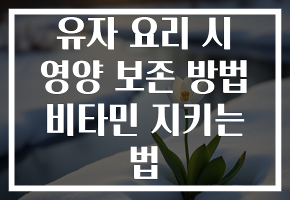 유자 요리 시 영양 보존 방법 비타민 지키는 법