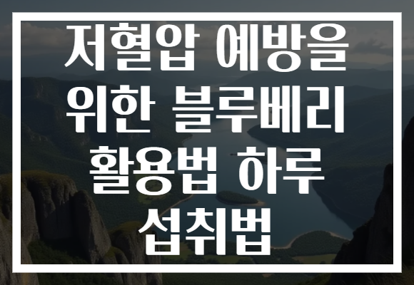 저혈압 예방을 위한 블루베리 활용법 하루 섭취법