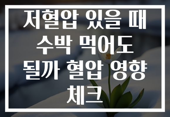저혈압 있을 때 수박 먹어도 될까 혈압 영향 체크