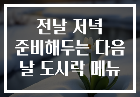전날 저녁 준비해두는 다음 날 도시락 메뉴