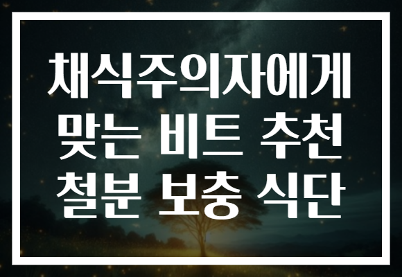 채식주의자에게 맞는 비트 추천 철분 보충 식단