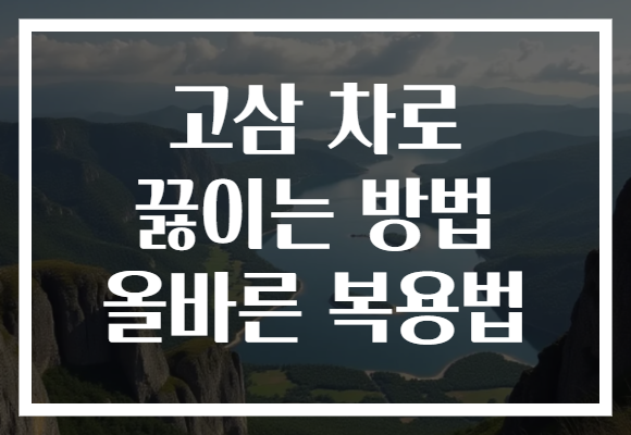 고삼 차로 끓이는 방법 올바른 복용법