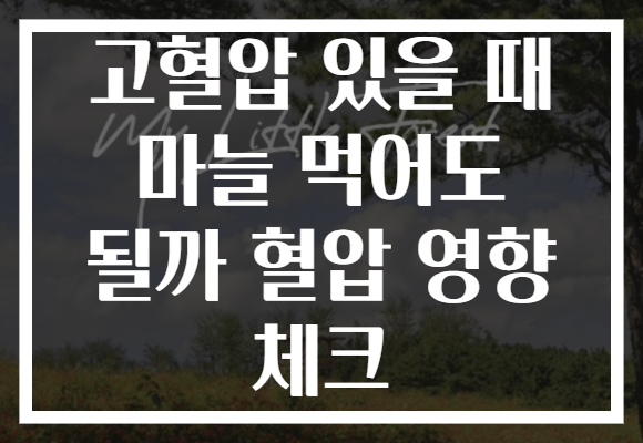 고혈압 있을 때 마늘 먹어도 될까 혈압 영향 체크