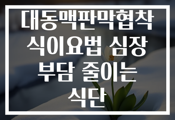 대동맥판막협착 식이요법 심장 부담 줄이는 식단 대동맥판막협착 식이요법 심장 부담 줄이는 식단