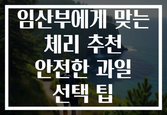 임산부에게 맞는 체리 추천 안전한 과일 선택 팁