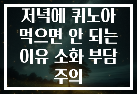 저녁에 퀴노아 먹으면 안 되는 이유 소화 부담 주의