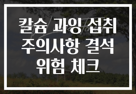 칼슘 과잉 섭취 주의사항 결석 위험 체크