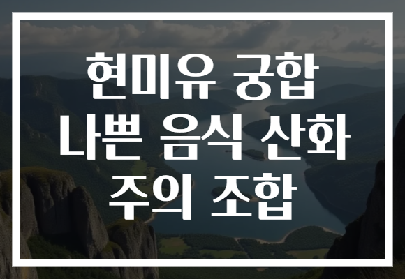 현미유 궁합 나쁜 음식 산화 주의 조합